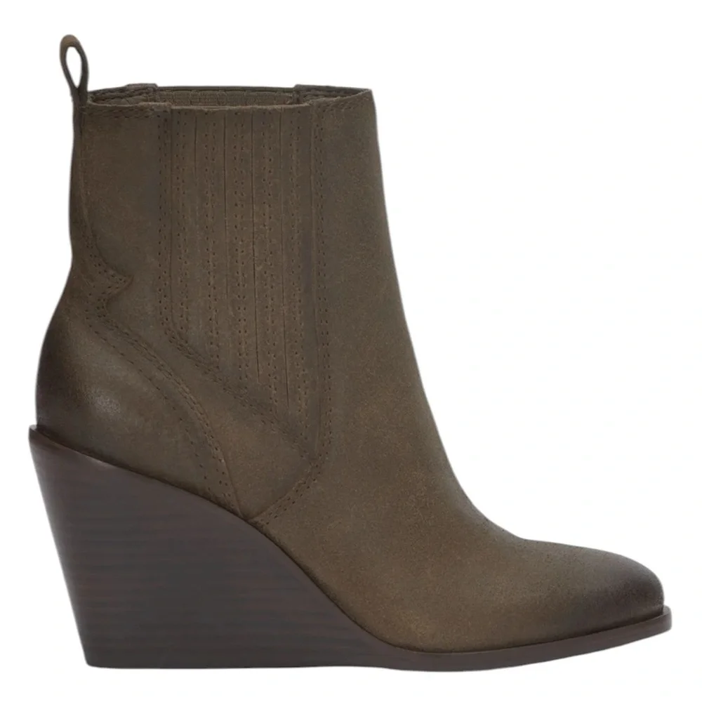 Lucky Brand Wilano Brown Distressed Suede Slip On Wedge NWOB Size 10